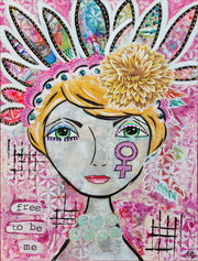 Warrior Woman Girl mixed media painting. Feminist art for Women and Girls. Empowering art for Women and Girls. Dorm room art. Wall art for teens, Girls and Woman. Inspiring art for Women and Girls. Birthday gift for Girls and Teens. Graduation gift for Girls and Teens. #redefiningshe #feministart #equalityart