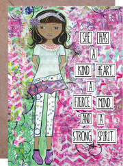 Greeting card for young girls, brown girl card, empowering card for young girls, birthday card for strong girls, art for kind girls.