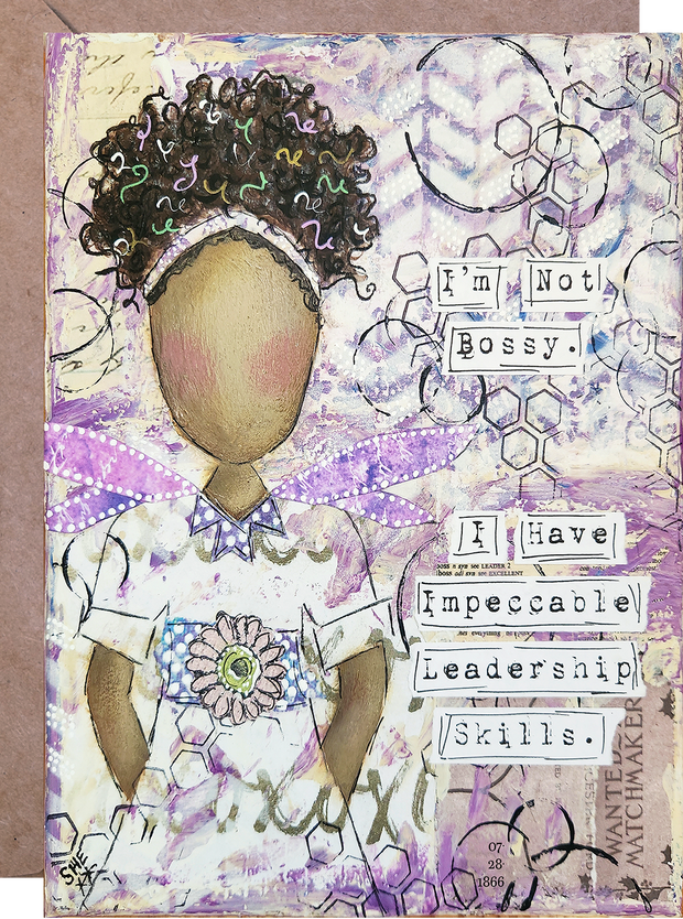 Greeting card for girls, brown girl card, greeting card for black girl, birthday card for girls, bossy girls, girl leaders, smart girl card, gift for smart girls, graduation greeting card for girls, empowering card, empowering gift. Inspiring cards for girls. 