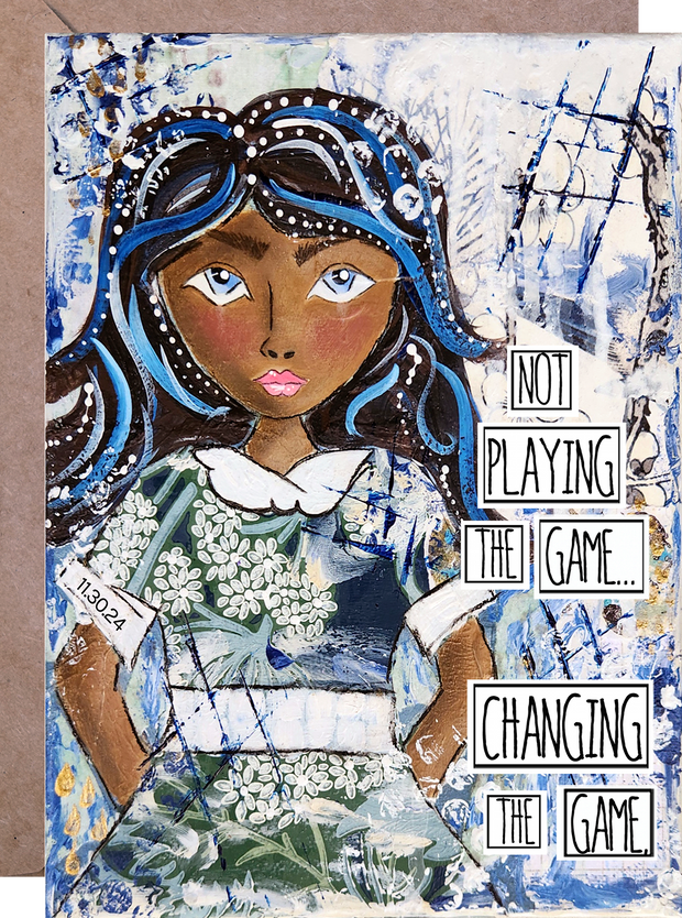 Greeting card for black or brown girl, art for brown black girls, strong girl gift, birthday card for young girls, empowerment card for girls, empowering gift for girls, black girl magic. Inspiring greeting card for girls.