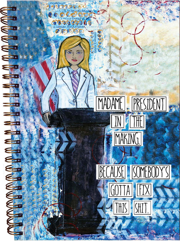 Journal notebook for Girl or Teen Leader. Girl gift. Gift for Girls who want to be President. Graduation or Holiday gift for Feminist. Journal with political theme for Girls or Women. #herstory