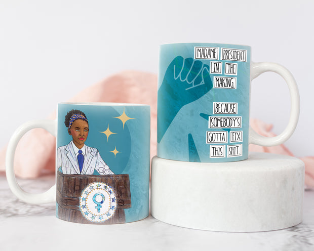 Empowering coffee mug for Ladies, Women, and Girls. Feminist Gift. Perfect birthday gift for Woman or Teen Girl. Coffee mug with political theme. Perfect Christmas Gift for Feminist or Her. Gift for Girl with Presidential ambitions. Woman Leader gift.  #HERstory #redefiningshe