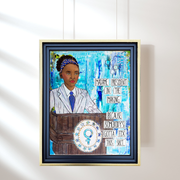 Original mixed media art for young black girls or teens. Madame President art. Black girl magic art. #HERstory Birthday gift for black girl.