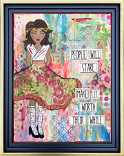 Original mixed media art for Women and Teen Girls. Art for girlfriend. Art for stylish Women and Ladies. Birthday or Holiday gift for girlfriend who loves style and clothes. #HERstory Sassy Girl Art.