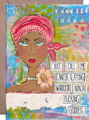 Empowering Support card for woman going through cancer or woman cancer survivor. Celebrate card for woman completing chemo. Inspiring Breast cancer card for woman.