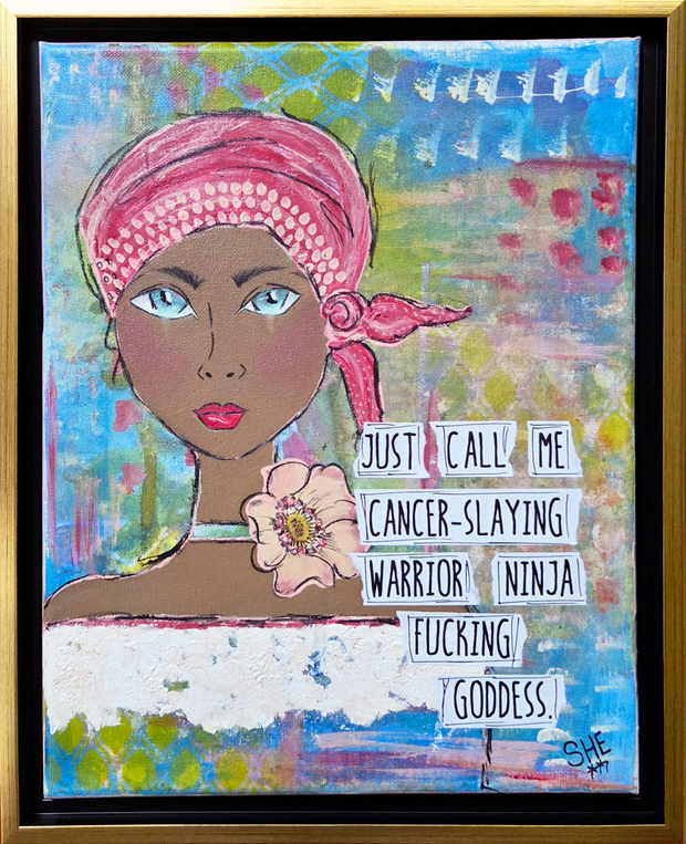 Mixed media art original. Art for Woman with cancer. Cancer survivor art. Art for strong women with cancer. #HERstory