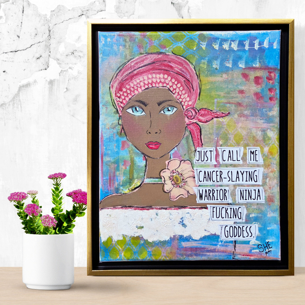 Mixed media art original. Art for Woman with cancer. Motivational art for Cancer survivor. Inspiring art for woman with cancer. Art for strong women with cancer. #HERstory