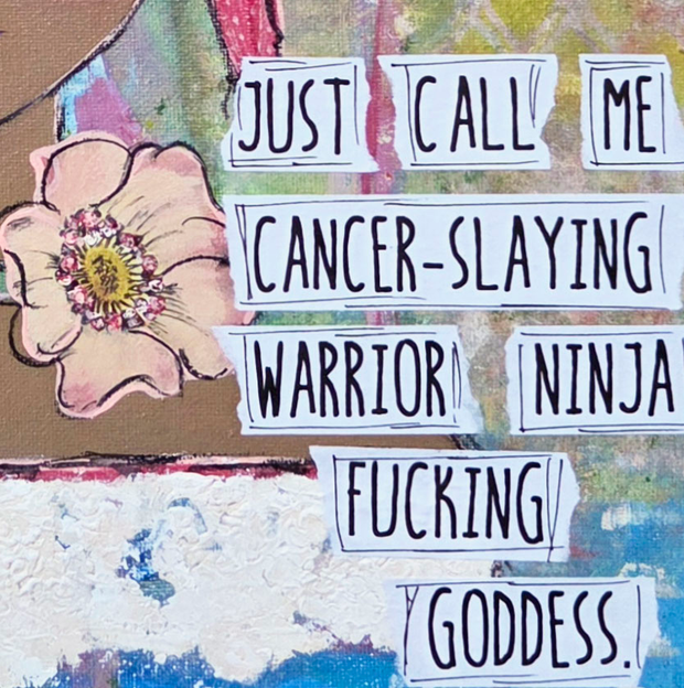 Mixed media art original. Art for Woman with cancer. Cancer survivor art. Art for strong women with cancer. #HERstory