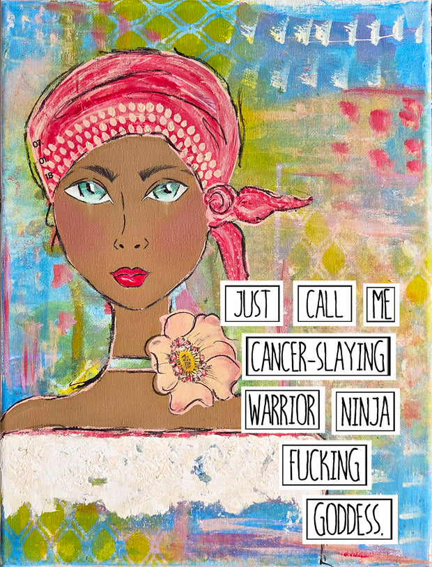 Inspiring art print for Women with cancer or going through chemo. Empowering art print for cancer survivors. #HERstory
