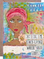 Inspiring card for Women with Cancer or going through chemo. Empowering card for breast cancer survivor. Cancer greeting card for Women. #HERstory.