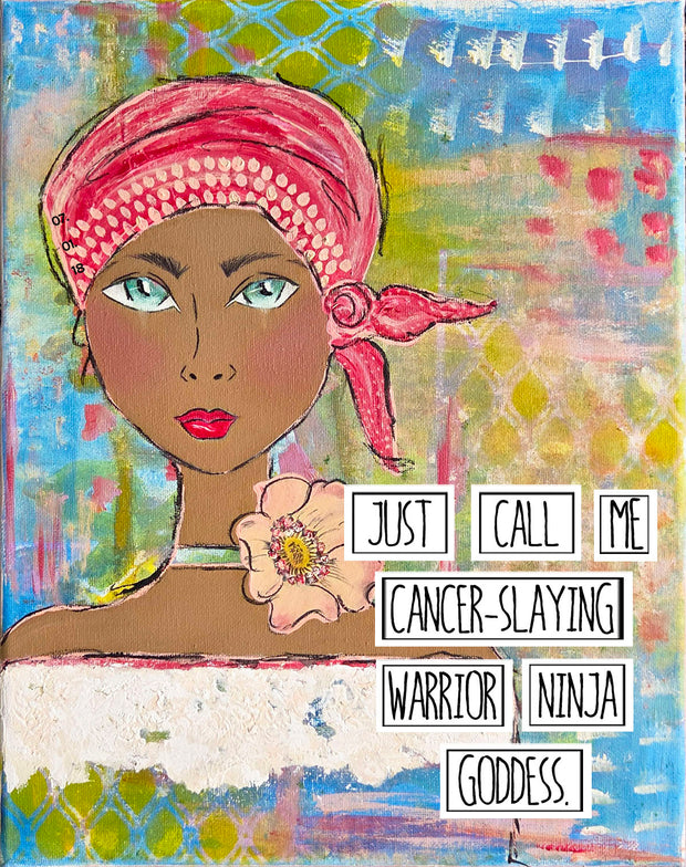 Inspiring art print for Women with cancer. Empowering art print gift for women going through chemo. Cancer survivor gift. #HERstory.