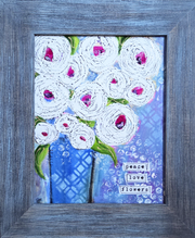 Flower art. Mixed media flower art. Flower art for girls and women. Peace, love and flower art.