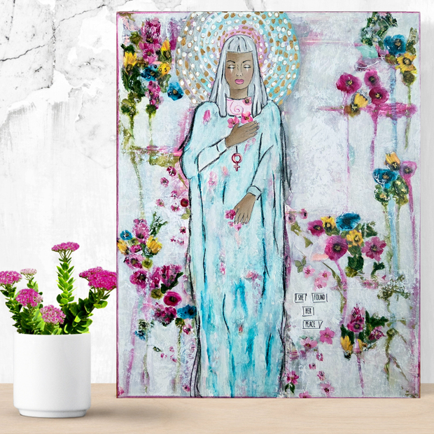 Original mixed media art for Women and Teens. Ladies art. Peace art. Birthday or Holiday gift for Women who long for peace. Spiritual art for Women and Teens. #HERstory