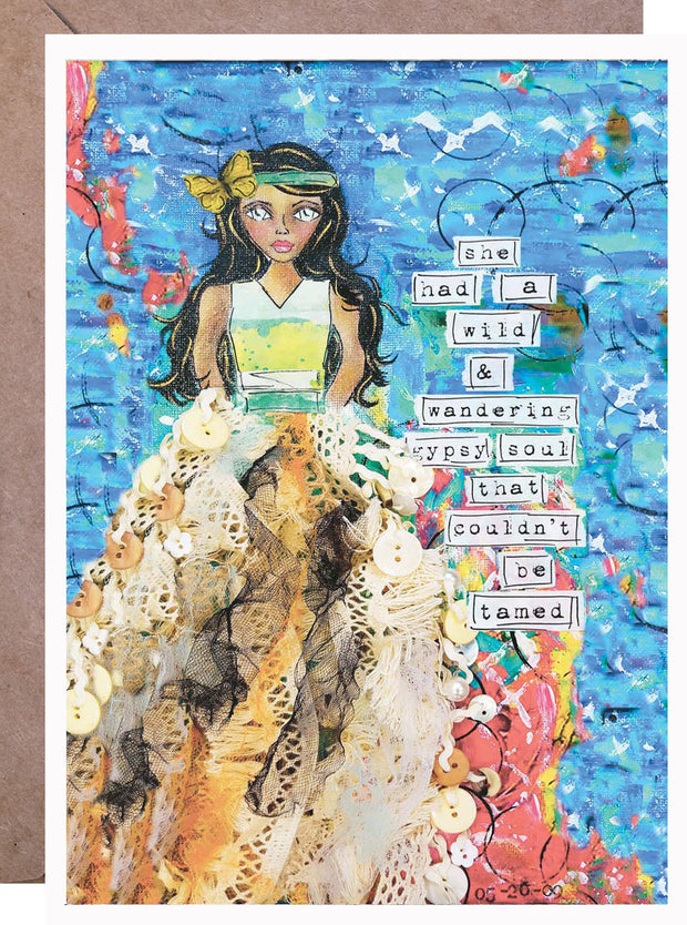 Empowering greeting card for gypsy, boho, feminist, free spirit. Feminist greeting card. Card for gypsy woman. 