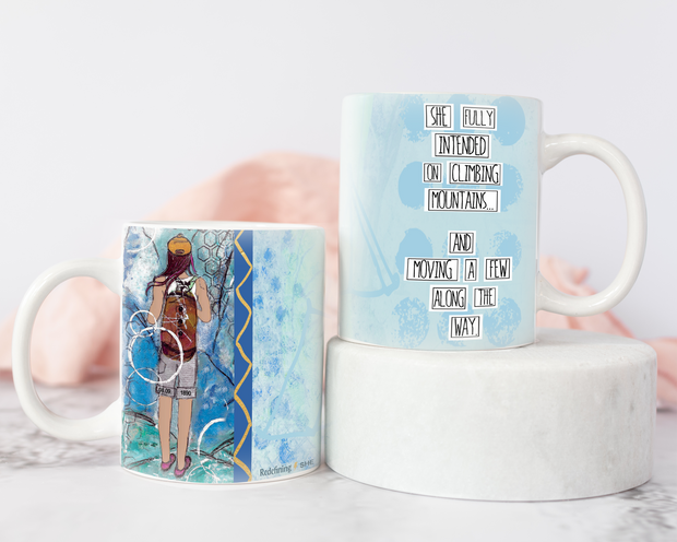 Empowering coffee mug for Girls and Women who hike and love to be outdoors. Nature Girl Gift. Birthday or graduation gift for Girls and Teens who love the outdoors. Coffee Mug gift for strong Girls. Birthday or Holiday Gift to inspire Girls to climb mountains. Gift for Female Hiker. #redefiningshe #HERstory #Empowermentmug #muggift