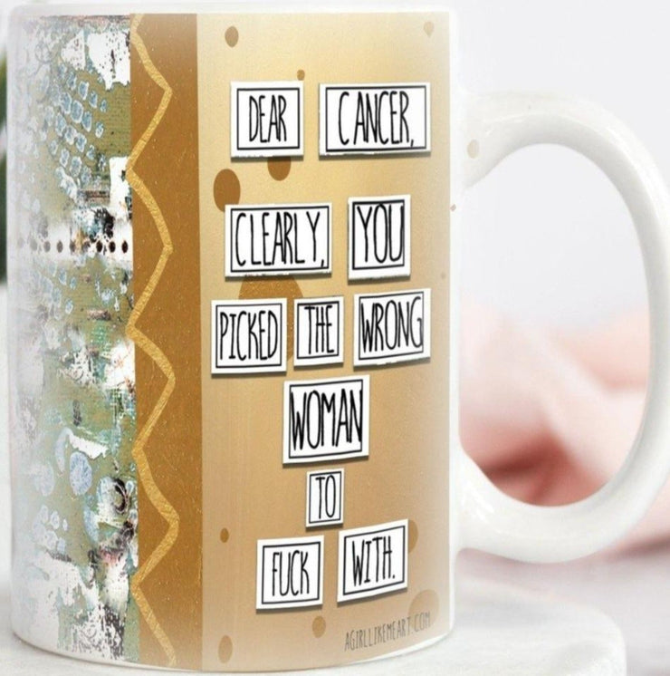 Coffee Mug Gift for woman going through cancer. Coffee mug to encourage cancer survivor. Gift for cancer survivor. Gift for woman with cancer.  Gift to encourage woman with cancer. Coffee Mug for ladies and women. Gift for strong woman. 