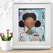 Empowering wall art for young black or brown girls. Art gift for young girls. Black girl magic. Inspiring gift for young brown or black girl. African American girl gift. Christmas or birthday gift for smart girl. #redefiningshe #herstory