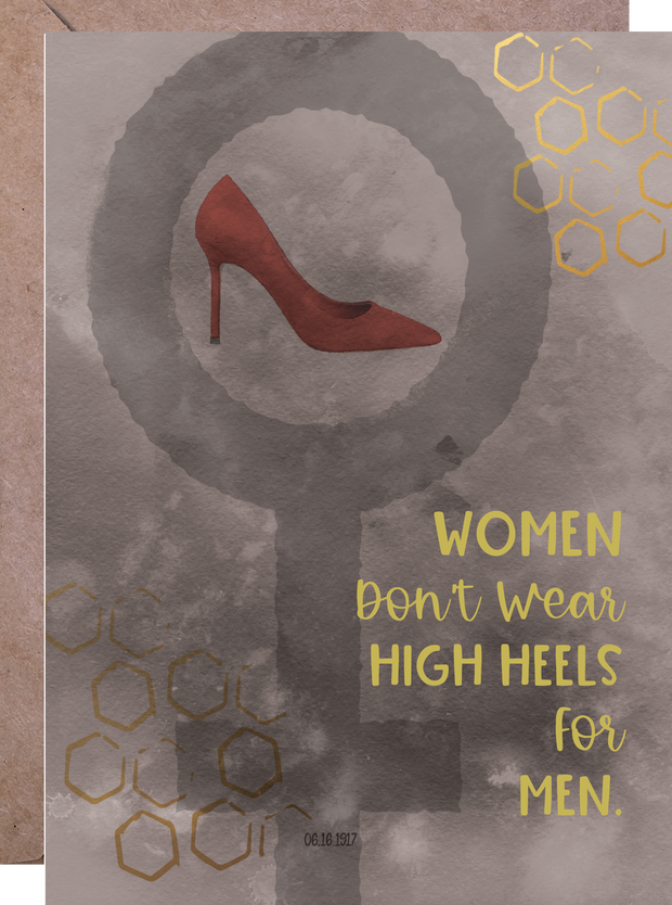 Empowerment greeting card for women. Feminist greeting card. Shatter glass ceiling card. Fierce women card. High heels. Woman Boss Card.