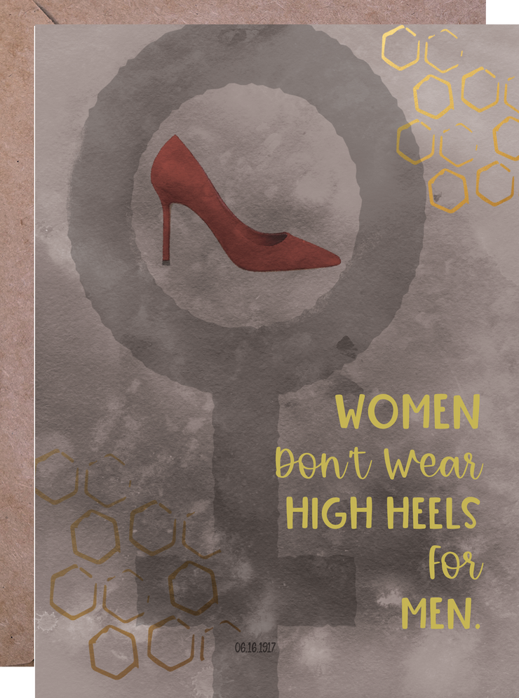 Empowerment greeting card for women. Feminist greeting card. Shatter glass ceiling card. Fierce women card. High heels. Woman Boss Card.