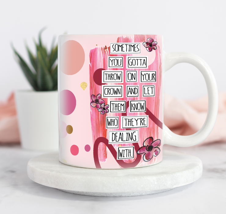 Empowering coffee mug for Ladies, Women, and Girls. Feminist Gift. Perfect birthday gift for Woman or Teen Girl. Perfect Christmas Gift for Feminist or Her. Gift for Queen. Crown gift.  Cherry Blossom Gift. #HERstory #redefiningshe
