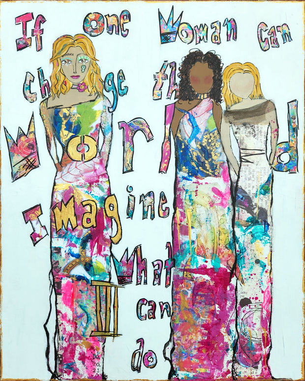 Empowering original art for Woman. Art inspired by Sara Blakely. Inspiring art for Women and Teens. Ladies art. She art. Birthday or Christmas gift for Women. #redefiningshe #sarablakely #reesewitherspoon #oprah