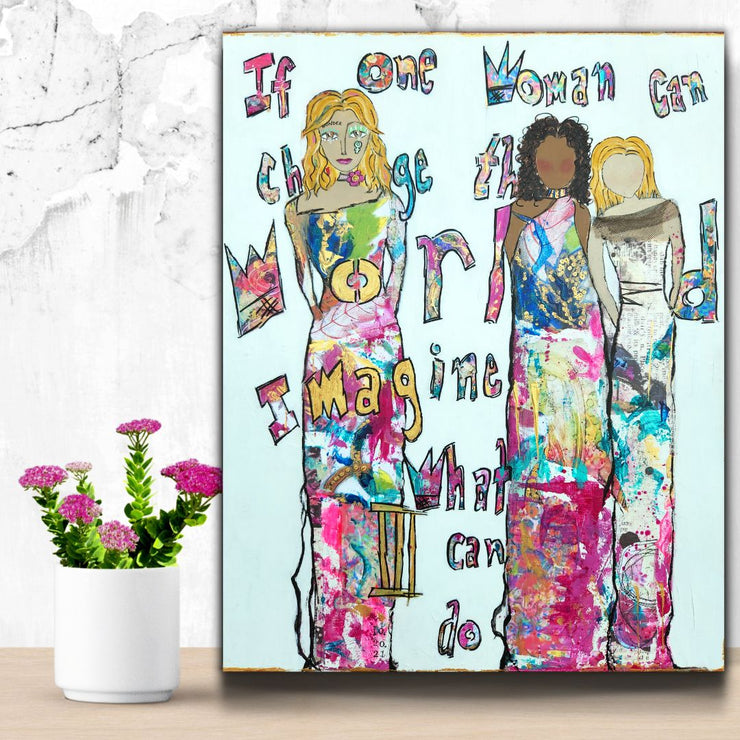 Empowering original art for Woman. Art inspired by Sara Blakely. Inspiring art for Women and Teens. Ladies art. She art. Birthday or Christmas gift for Women. #redefiningshe #sarablakely #reesewitherspoon #oprah